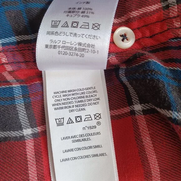 SOLD!--Polo Country Ralph Lauren Buffalo Plaid Western Shirt, Size Large - Picture 10 of 10